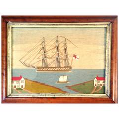 Attractive Small British Sailor's Woolwork or Woolie of a Ship