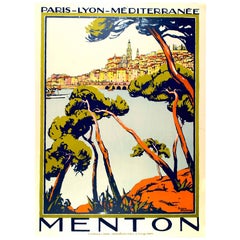 Affiche de voyage originale de Broders pour Menton