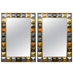 Pair of Mirrors "Diamond Tips", Gilt Patina 3