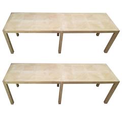 Pair of Cerused-Oak Parquetry Benches 6