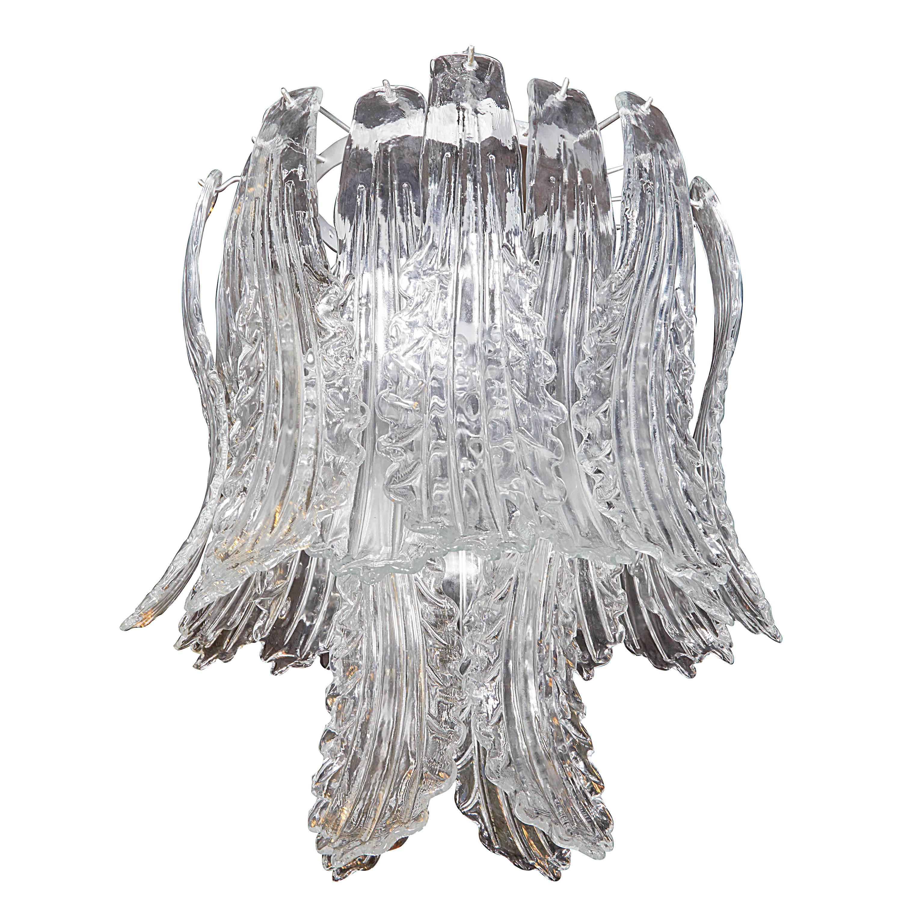 Exquisite Chandelier with Stylized Murano Glass Leaves by Barovier & Toso