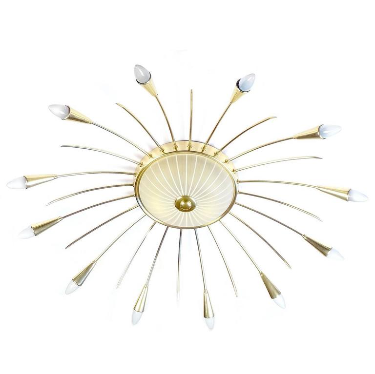 Large Midcentury Italian Sunburst Sputnik Chandelier Stilnovo Gio Large Midcentury Italian Sunburst Sputnik Chandelier Stilnovo Gio Ponti Era For