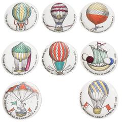 Mid-Century Set of Eight Piero Fornasetti 'Palloni' Porcelain Coasters