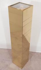 Paul Evans “Cityscape” Illuminated Pedestal in Brass Patchwork for Directional