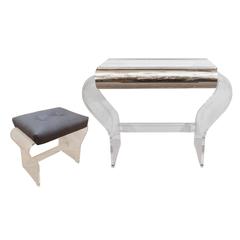 Hill Manufacturing Vanity on Lucite Base with Stool
