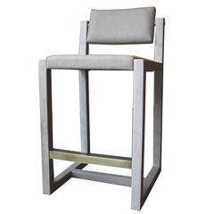 Set of Three Pamela Bar Stools with Solid Brass Cleat by Thomas Hayes Studio 2