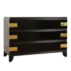 Gorgeous Restored Three-Drawer Chest by Widdicomb in Black Lacquer 11