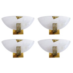 Set of Five Italian Murano Half Moon Glass Sconces Set of Five Italian Murano Half Moon Glass Sconces