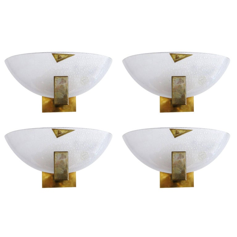 Set of Five Italian Murano Half Moon Glass Sconces at 1stdibs
