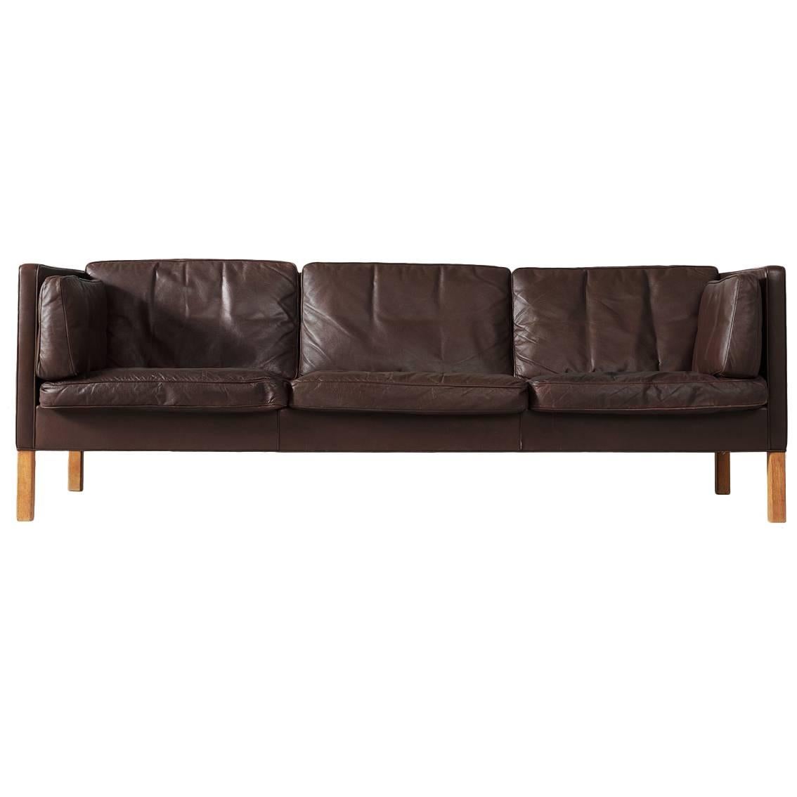Børge Mogensen Sofa 2443 in Brown Leather