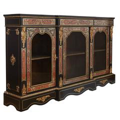 Antique Victorian Ormolu and Boulle Mounted Ebonised Wood Vitrine Cabinet by Druce & Co