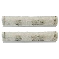 Pair of Large Ice Glass Vanity Sconces