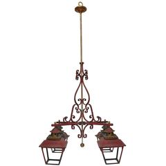 Large-Scale French Chinoiserie Style Four Lantern Hanging Light