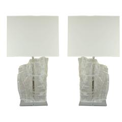 Vintage Matched Pair of Selenite Lamps by Swank Lighting