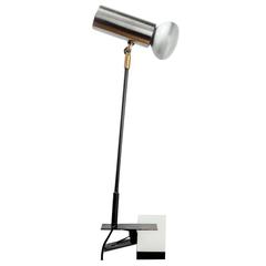 French Desk Lamp in Brushed Aluminum with Clamp, 1950s