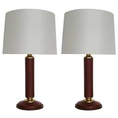 French Leather Table Lamps