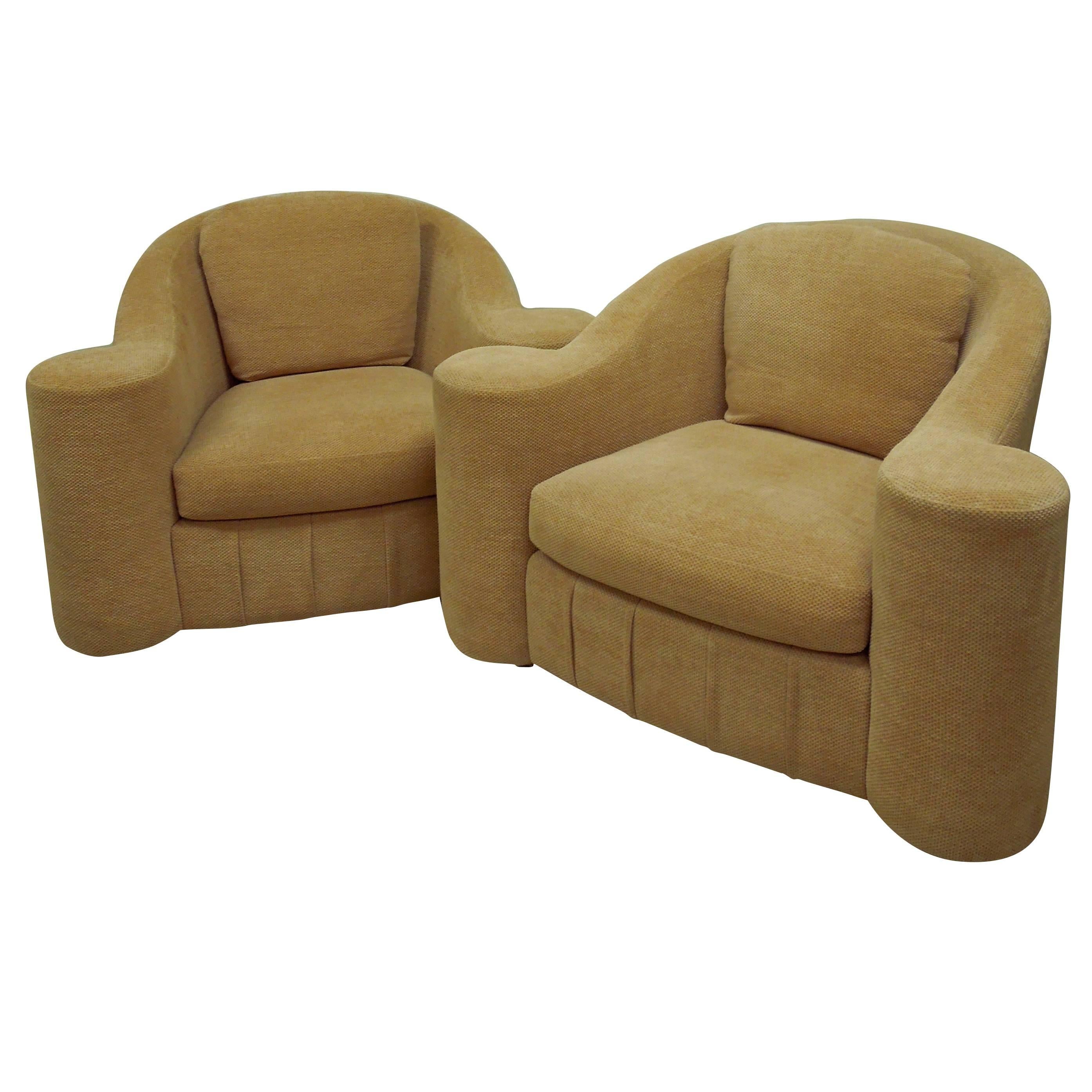Large Pair of 1990s Modern Swivel Chairs from a Steve Chase Estate