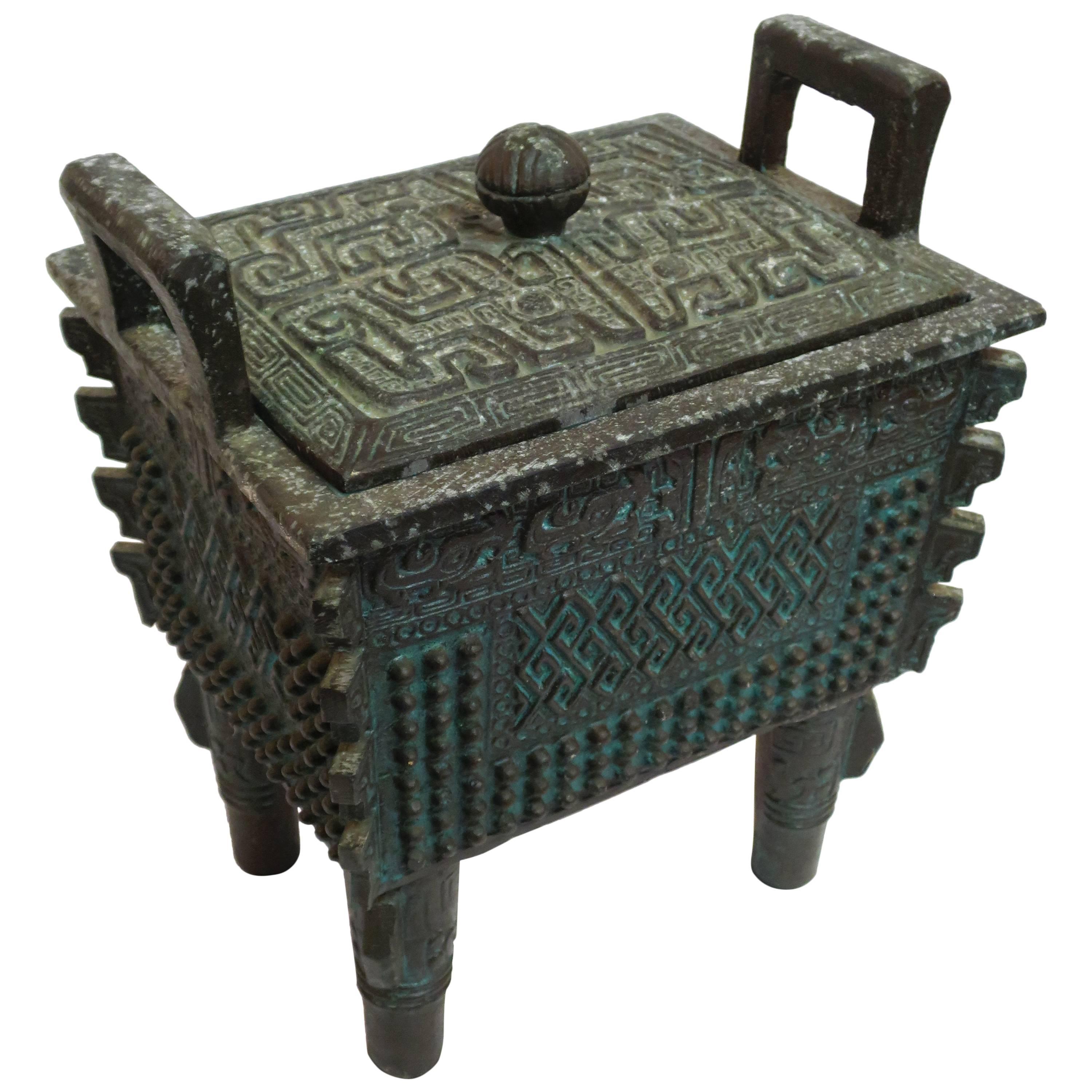 Mayan Motif Ice Bucket in the Manner of James Mont