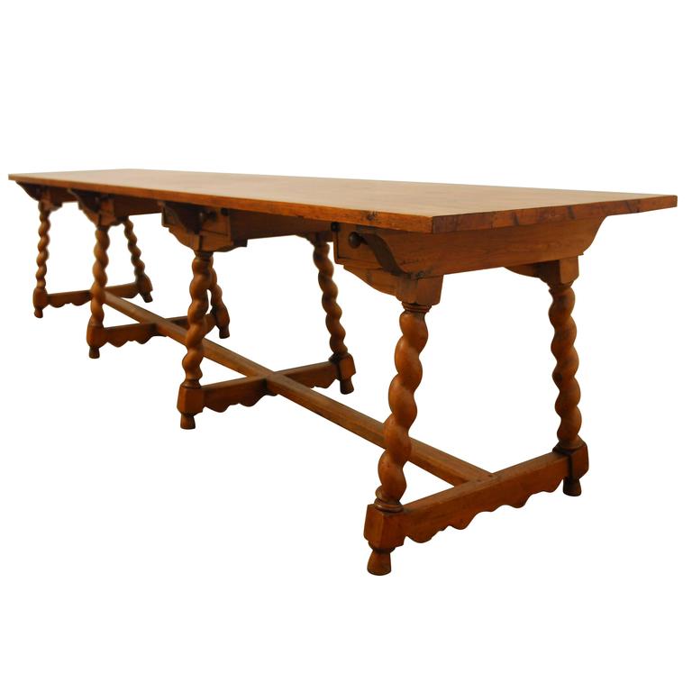 19th Century French Pine Refectory Drapers Table at 1stDibs