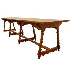 Antique 19th Century French Pine Refectory Drapers Table