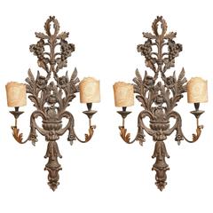 19th Century Italian Carved Wood Sconces