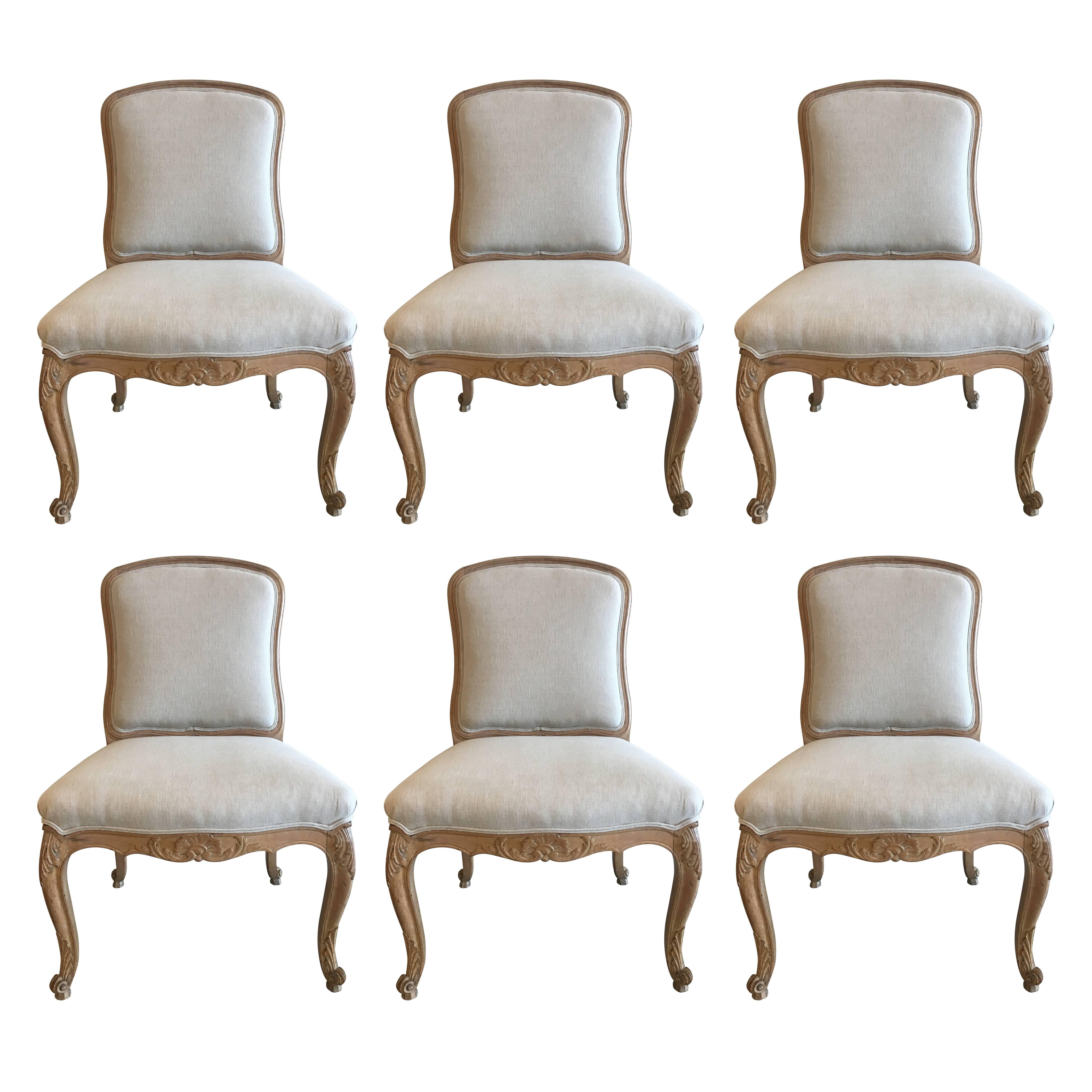 Set of Six Louis XV Style Side Chairs For Sale