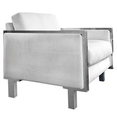 1970s Chrome Frame Club Chair with Cream Velvet Upholstery 3