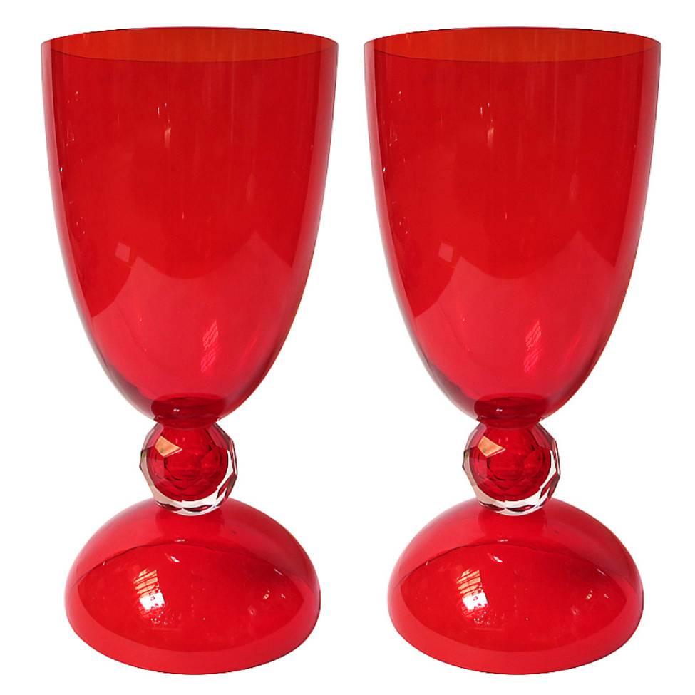 Red Murano Urns by Fabio Ltd
