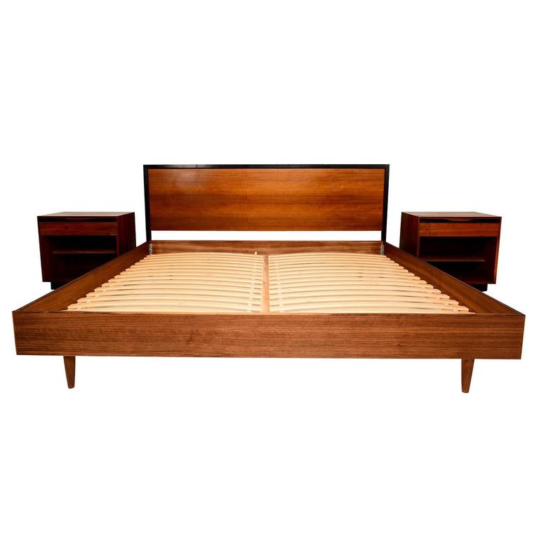 Mid Century Modern Walnut King Size, Mid Century Modern King Size Platform Bed Frame Double