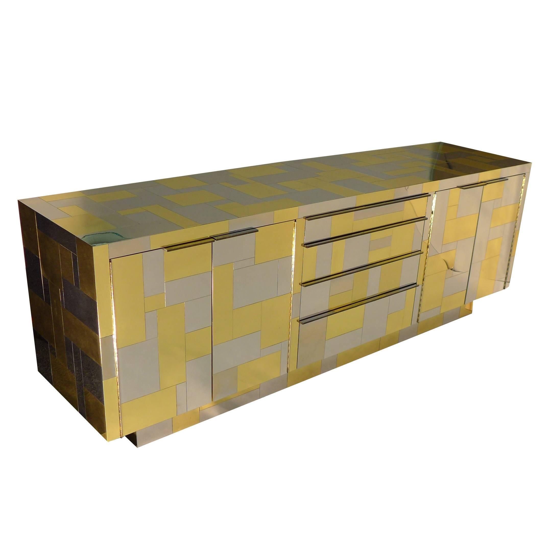 Cityscape Credenza in Brass and Chrome by Paul Evans