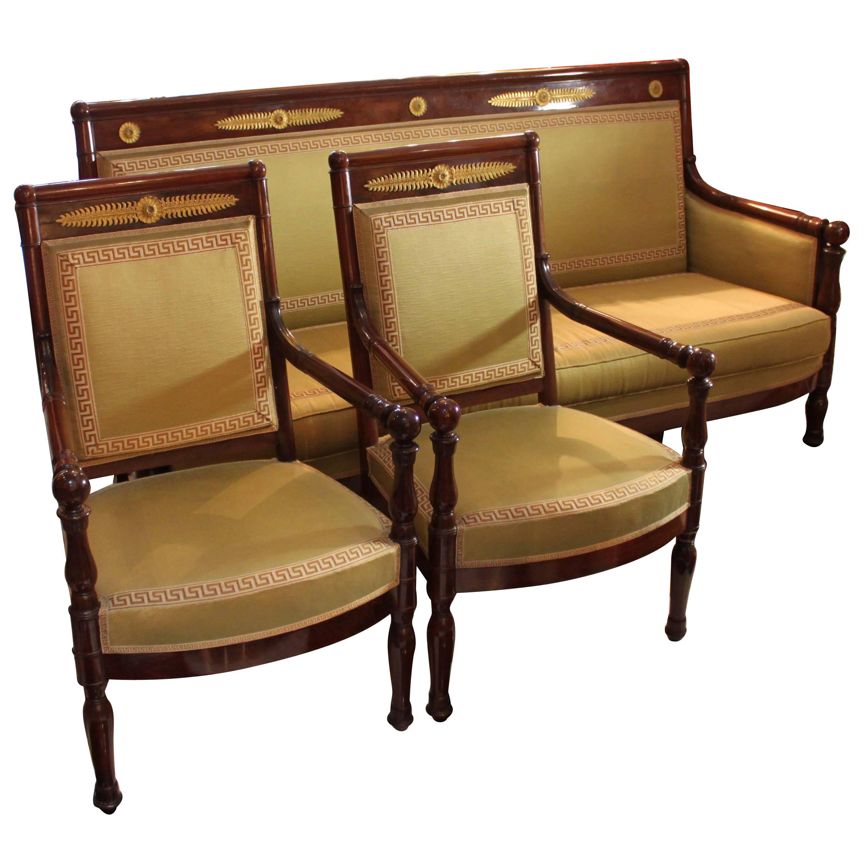 Period Directoire Settee and Armchairs For Sale