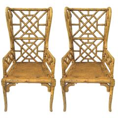 Pair of Chinoiserie Wingback Chairs