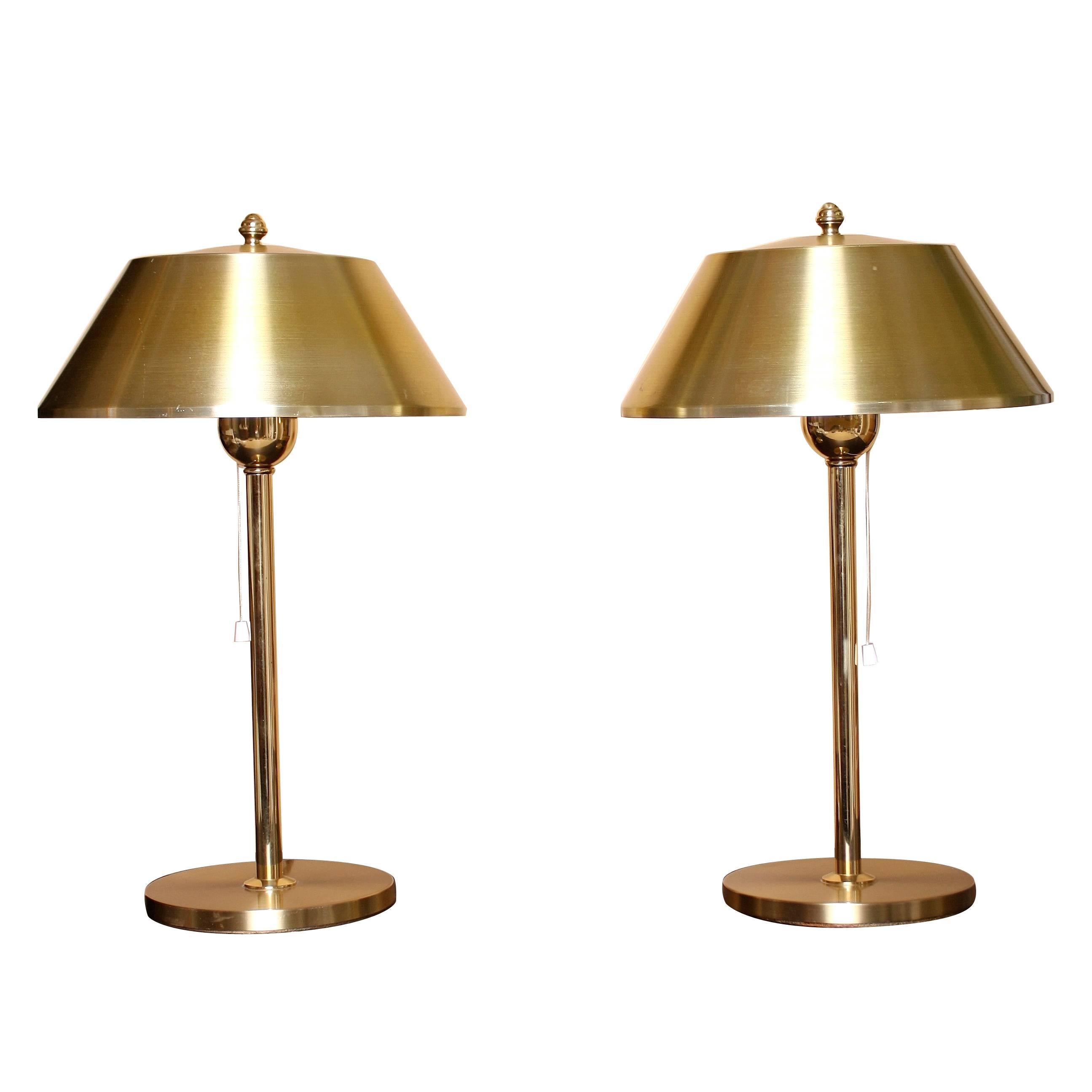 Brass Bedside Lamps by Ewå Värnamo For Sale