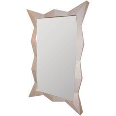 Modern Oversized Diamond White Lacquered Mirror