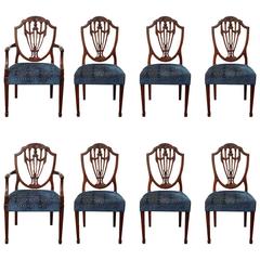 Set of Eight Hepplewhite Style Mahogany Dining Chairs