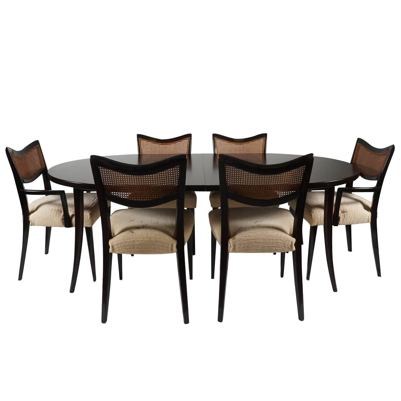 Harvey Probber Dining Suite, Table, Two Leaves and Six Chairs