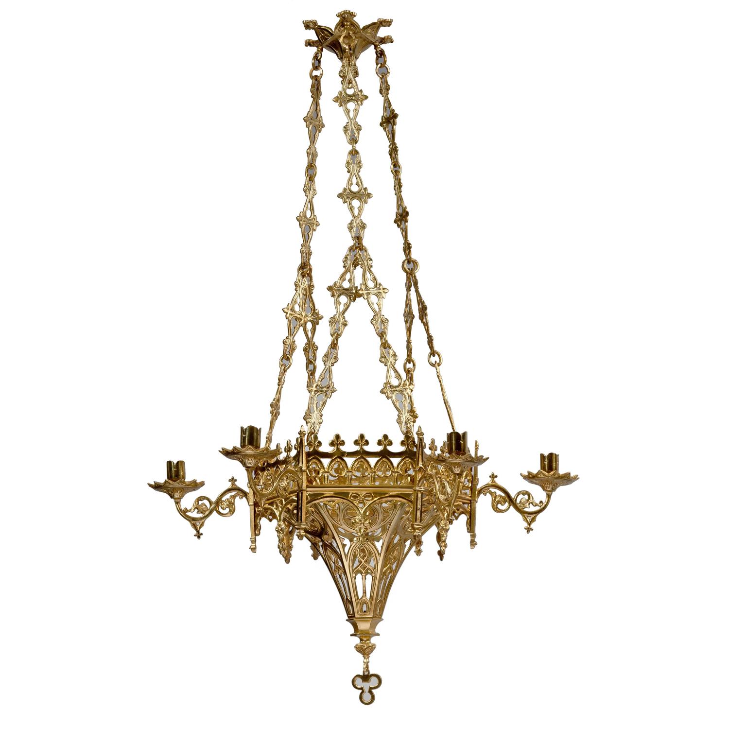 Gothic Revival Hexagonal 6Light Chandelier For Sale at 1stdibs