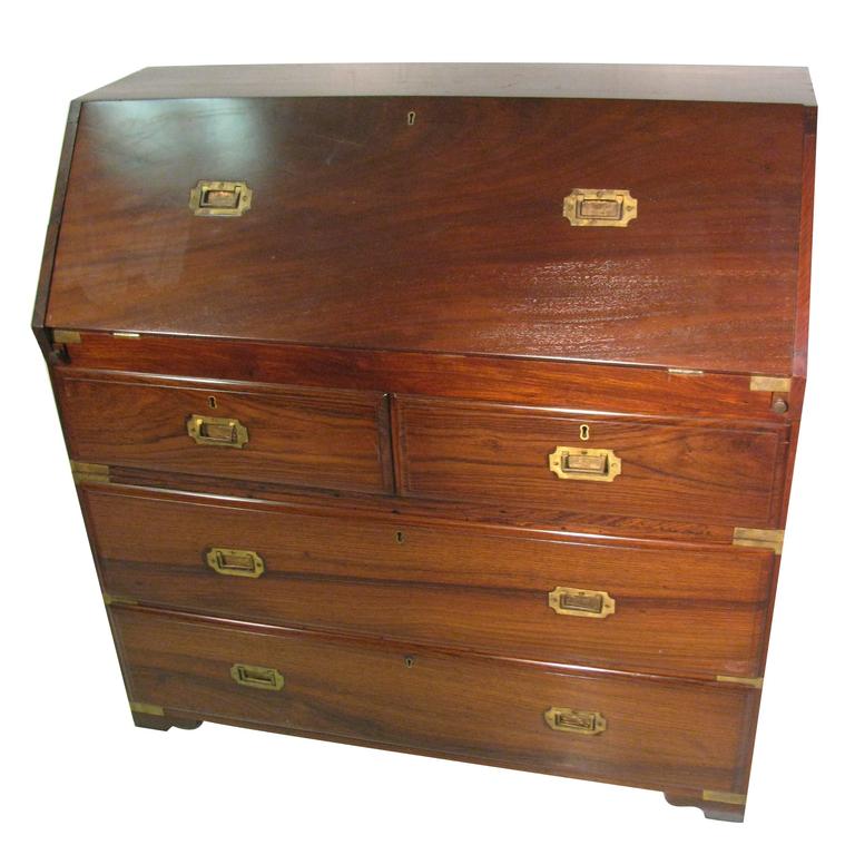 19th Century British Colonial Rosewood Campaign Desk at 1stDibs