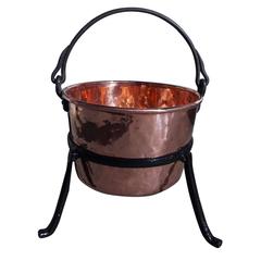 Antique American Copper and Wrought Iron Plantation Cauldron on Stand, Circa 1780