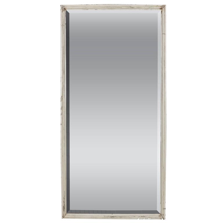 French White Framed Beveled Mirror For Sale at 1stdibs