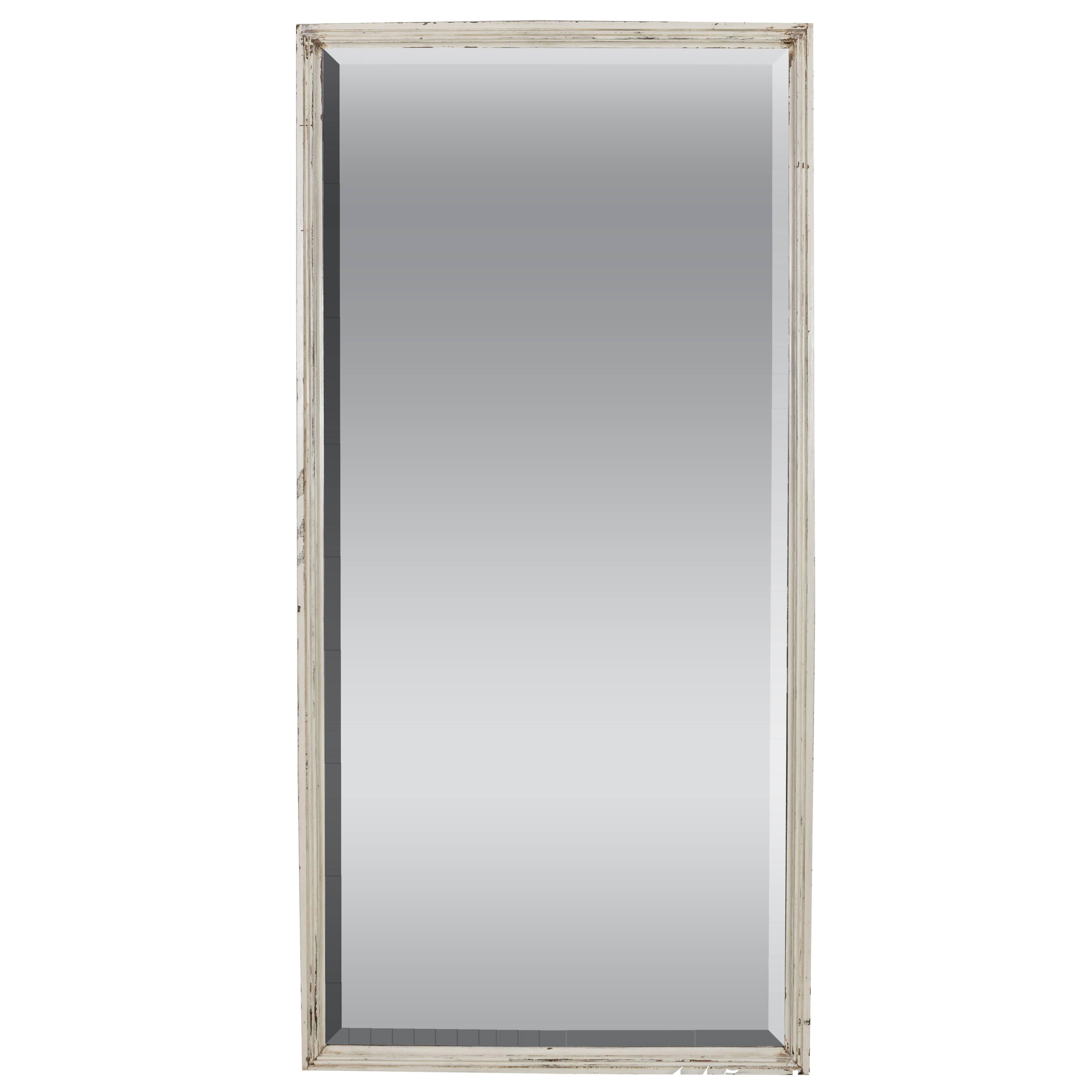 French White Framed Beveled Mirror