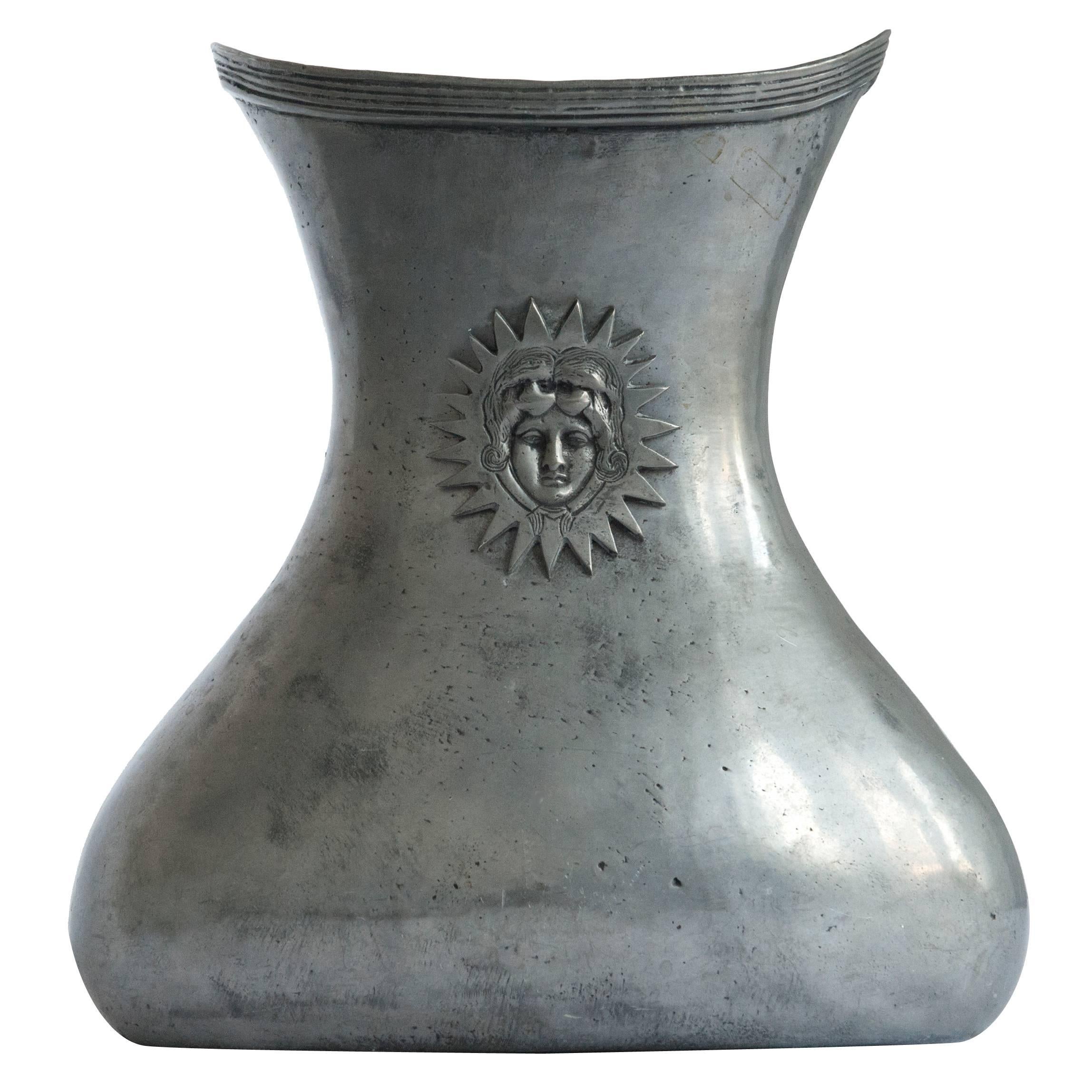 Large Hand-Made Pewter Vase from Portugal
