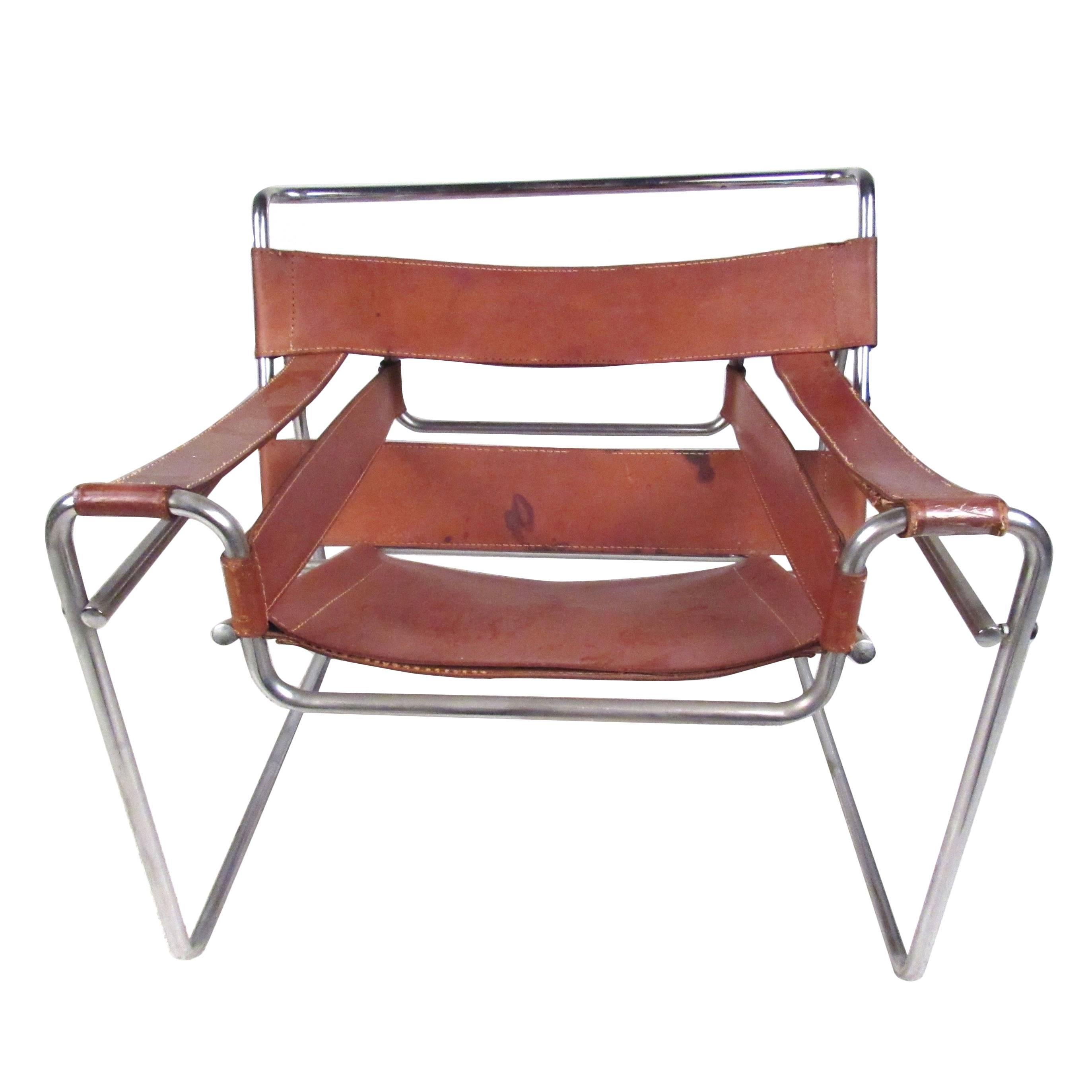 Marcel Breuer Wassily Style Leather Strap Chair