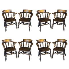 Set of Eight English Bow Arm Chairs 4