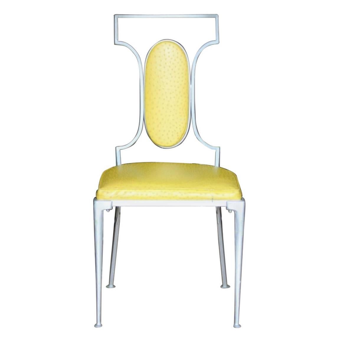 Set of Six Cast Aluminium and Faux Ostrich Leather Chairs, 1960