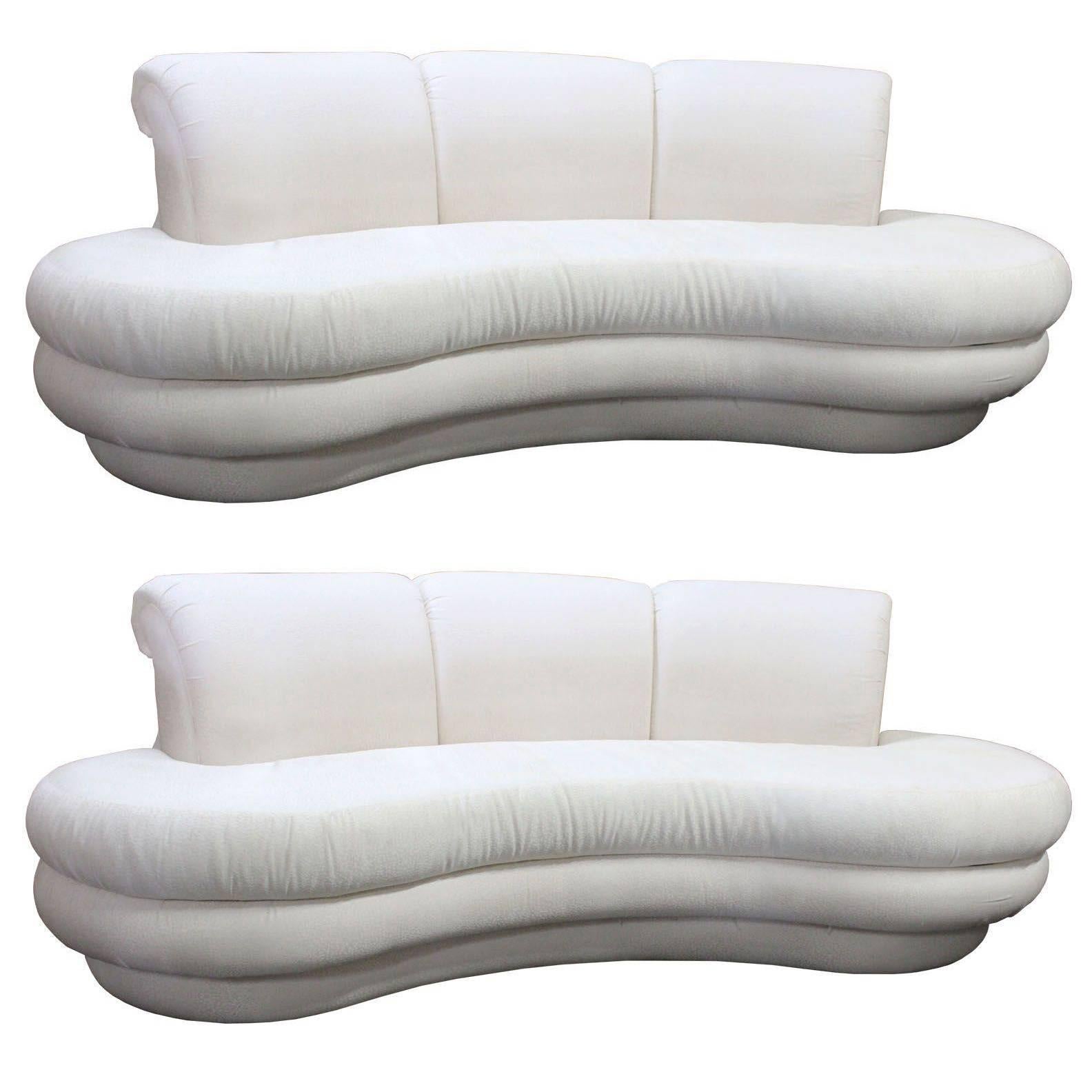 Pair or Single Vintage Adrian Pearsall Kidney Cloud Curved Sofas