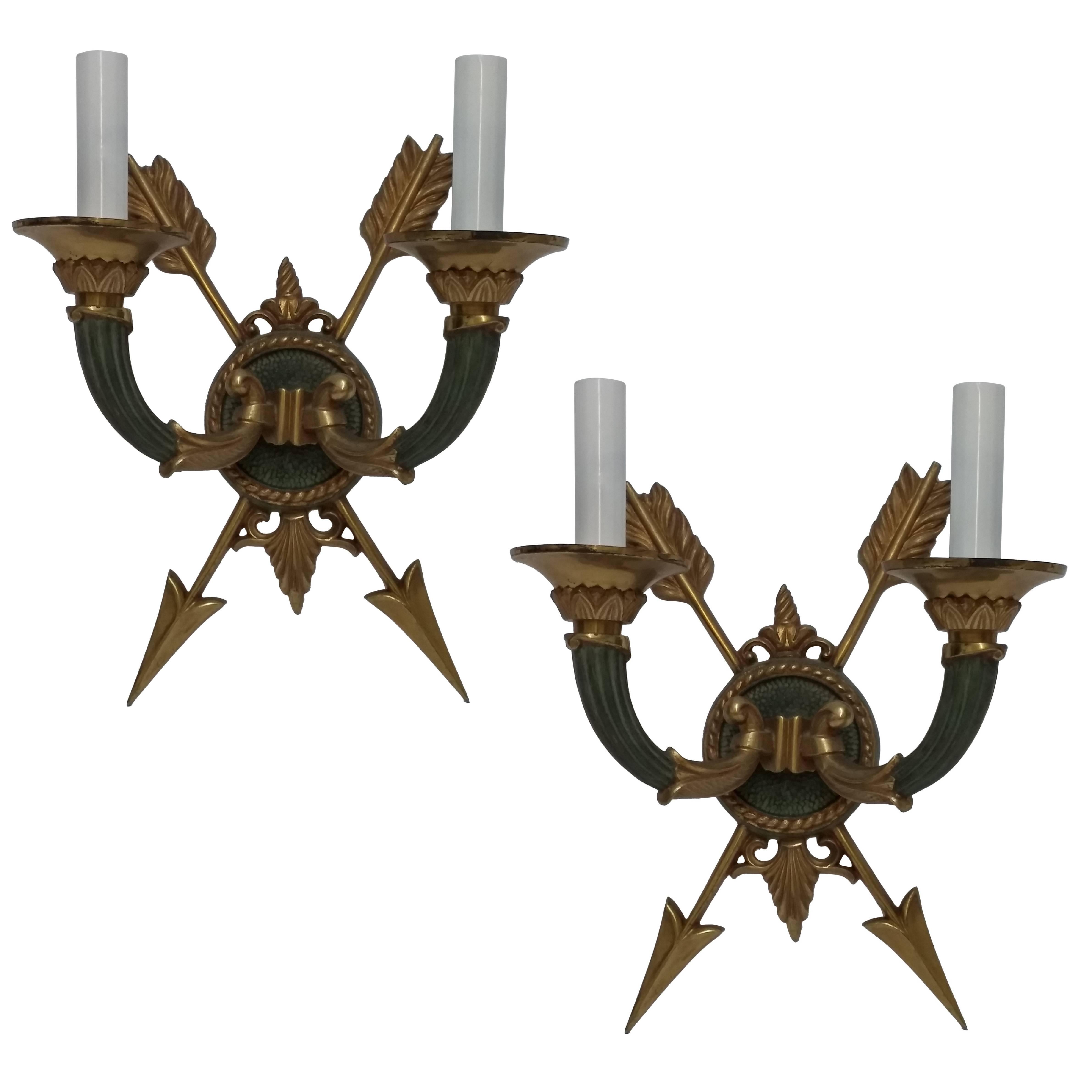 French Art Deco Wall Sconces 1940s