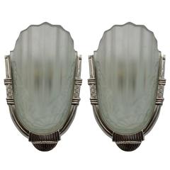 French Art Deco Wall Sconces by Degue 5