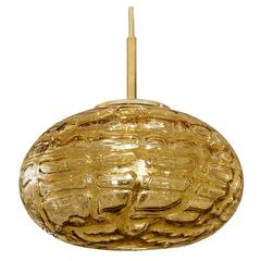Oblong Doria Organic Gold Tone Glass Pendant