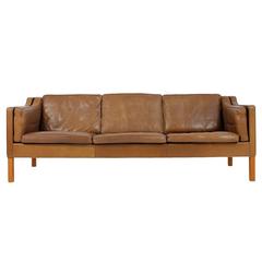 Borge Mogensen Leather Sofa Mod. 2213 by Fredericia, Danish Modern, 1960s